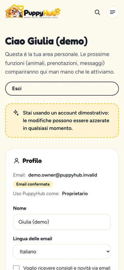 Il tuo account